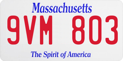 MA license plate 9VM803
