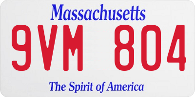 MA license plate 9VM804