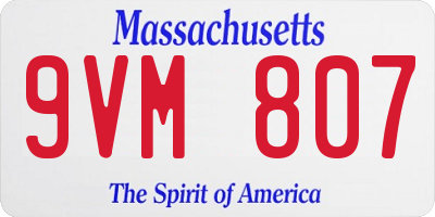 MA license plate 9VM807
