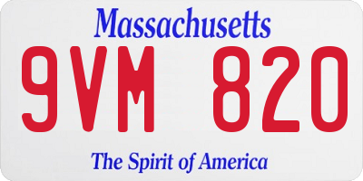 MA license plate 9VM820