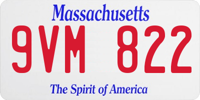 MA license plate 9VM822