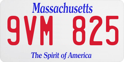 MA license plate 9VM825