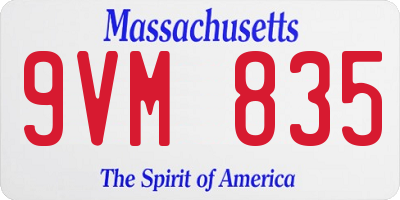 MA license plate 9VM835