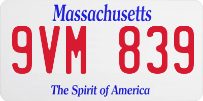 MA license plate 9VM839