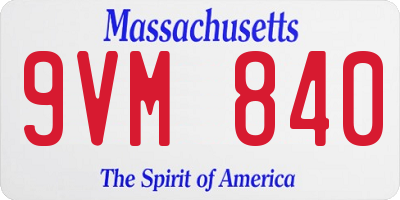 MA license plate 9VM840