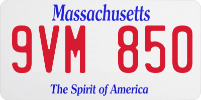 MA license plate 9VM850