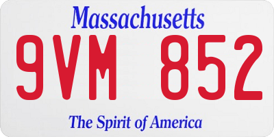 MA license plate 9VM852