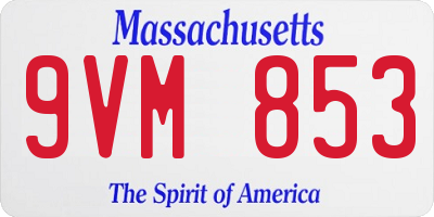 MA license plate 9VM853