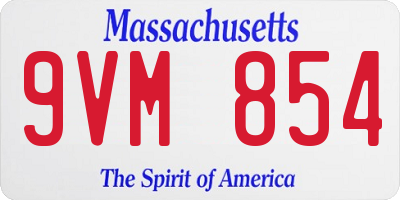 MA license plate 9VM854