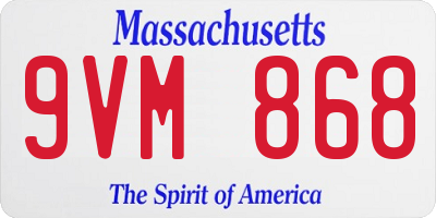 MA license plate 9VM868