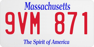 MA license plate 9VM871