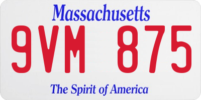 MA license plate 9VM875