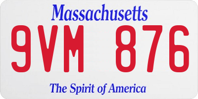 MA license plate 9VM876