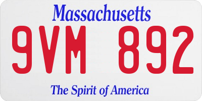 MA license plate 9VM892