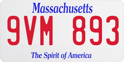 MA license plate 9VM893
