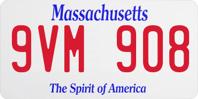 MA license plate 9VM908