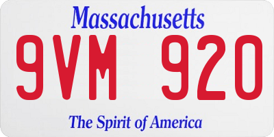 MA license plate 9VM920