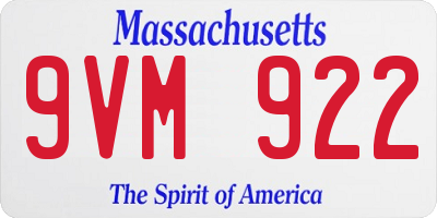 MA license plate 9VM922