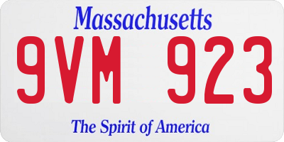 MA license plate 9VM923
