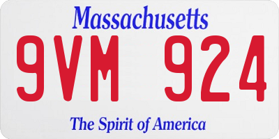 MA license plate 9VM924