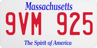MA license plate 9VM925