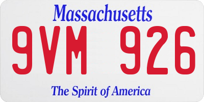MA license plate 9VM926