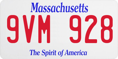 MA license plate 9VM928