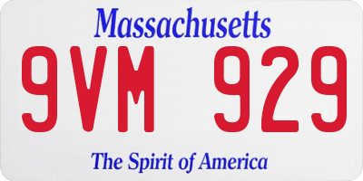 MA license plate 9VM929