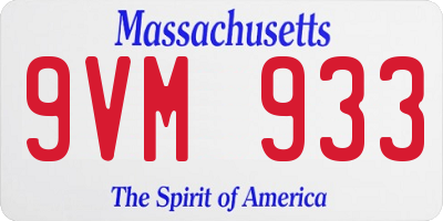 MA license plate 9VM933