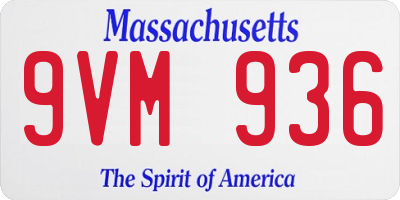 MA license plate 9VM936