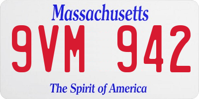 MA license plate 9VM942