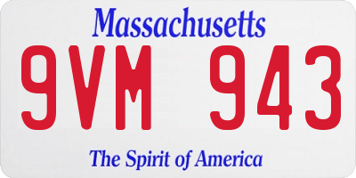 MA license plate 9VM943