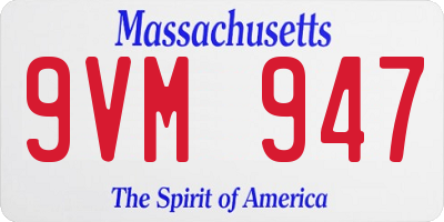 MA license plate 9VM947