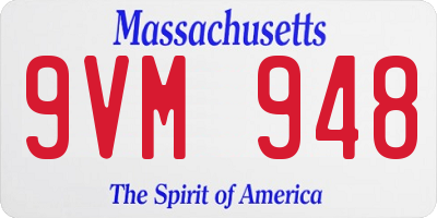 MA license plate 9VM948