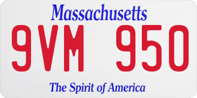 MA license plate 9VM950