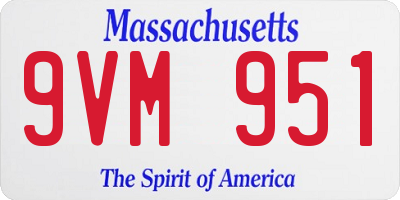 MA license plate 9VM951