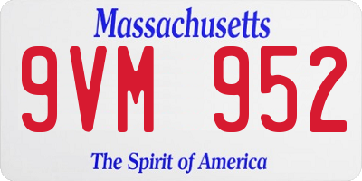 MA license plate 9VM952