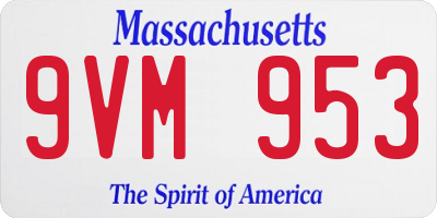 MA license plate 9VM953