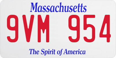 MA license plate 9VM954