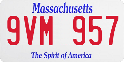 MA license plate 9VM957