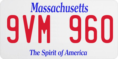 MA license plate 9VM960