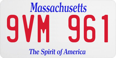 MA license plate 9VM961