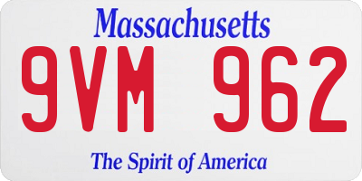 MA license plate 9VM962