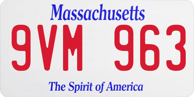 MA license plate 9VM963