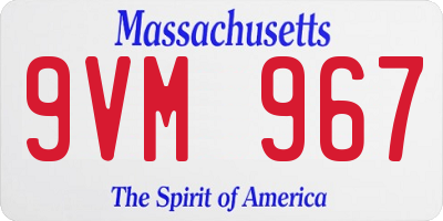 MA license plate 9VM967