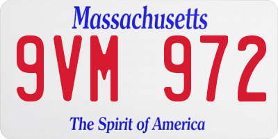 MA license plate 9VM972