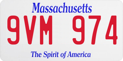MA license plate 9VM974