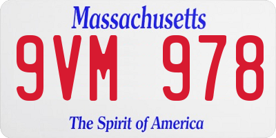 MA license plate 9VM978