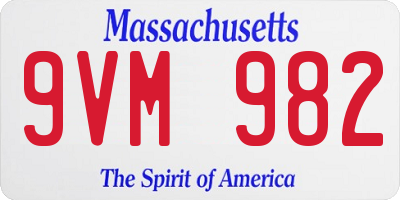 MA license plate 9VM982