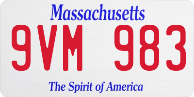 MA license plate 9VM983